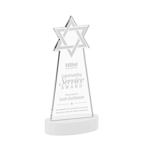 Recognition Awards - Crystal Awards - Star of David Award on Alberton Base - White