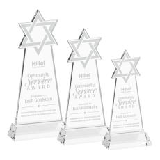 Star of David Award on Hartford Base - Clear - New Items