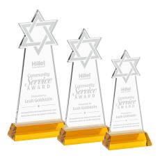 Star of David Award on Hartford Base - Amber - Colored Glass Awards
