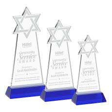 Star of David Award on Hartford Base - Blue - Colored Glass Awards