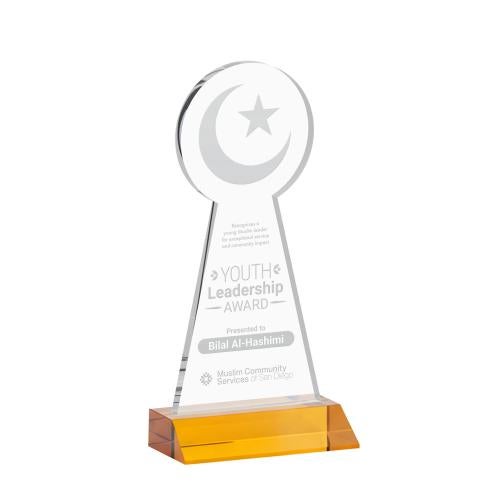 Recognition Awards - Crystal Awards - Crescent & Star Award - Amber