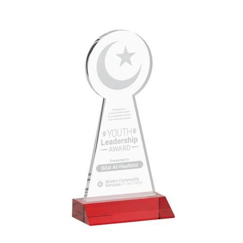 Recognition Awards - Crystal Awards - Crescent & Star Award - Red