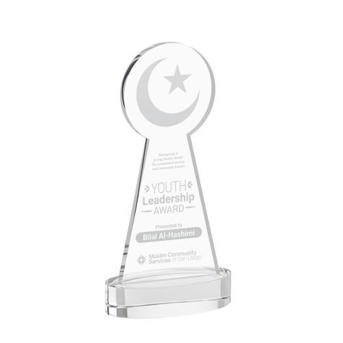 Recognition Awards - Crystal Awards - Crescent & Star Award on Alberton Base - Clear