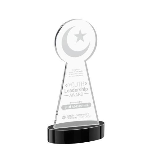 Recognition Awards - Crystal Awards - Crescent & Star Award on Alberton Base - Black