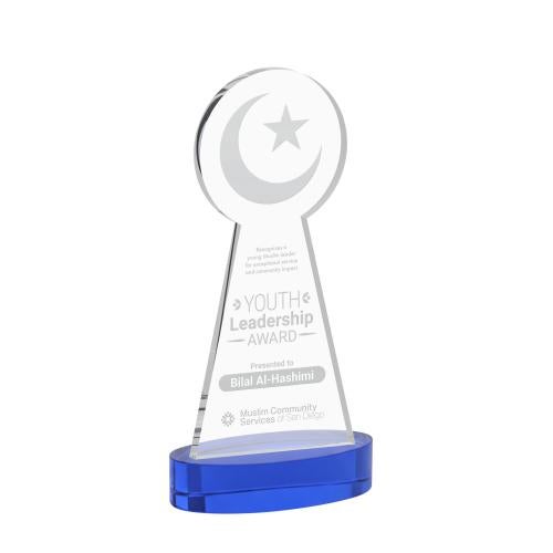 Recognition Awards - Crystal Awards - Crescent & Star Award on Alberton Base - Blue
