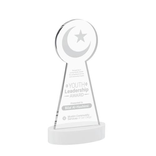 Recognition Awards - Crystal Awards - Crescent & Star Award on Alberton Base - White