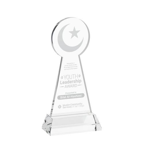 Recognition Awards - Crystal Awards - Crescent & Star Award on Hartford Base - Clear