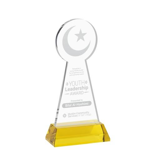 Recognition Awards - Crystal Awards - Crescent & Star Award on Hartford Base - Gold