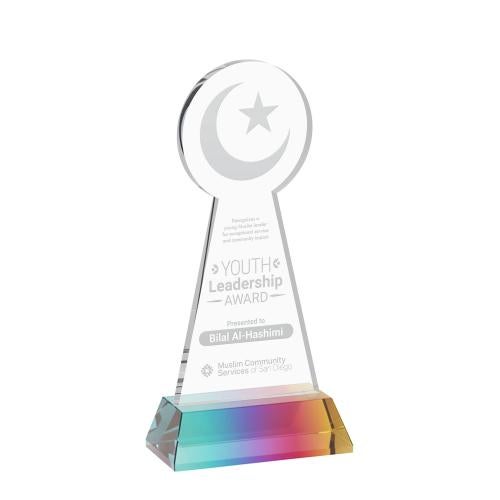 Recognition Awards - Crystal Awards - Crescent & Star Award on Hartford Base - Prismatic