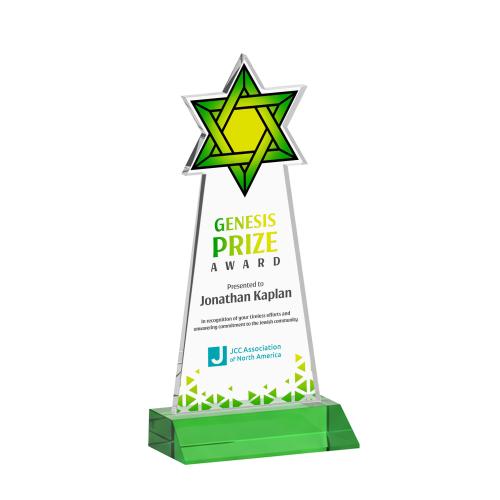 Recognition Awards - Crystal Awards - Star of David VividPrint&trade; Award - Green
