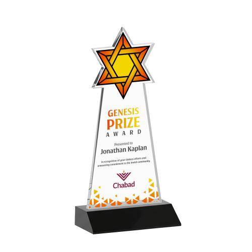 Recognition Awards - Crystal Awards - Star of David VividPrint&trade; Award - Black