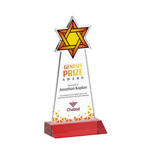 Recognition Awards - Crystal Awards - Star of David VividPrint&trade; Award - Red