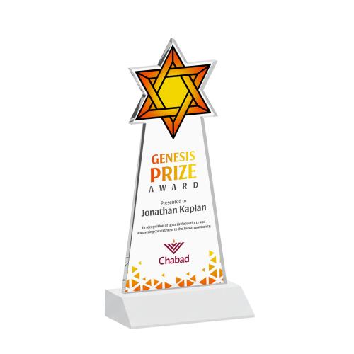 Recognition Awards - Crystal Awards - Star of David VividPrint&trade; Award - White
