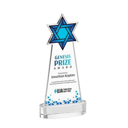 Recognition Awards - Crystal Awards - Star of David VividPrint&trade; Award on Alberton Base - Clear