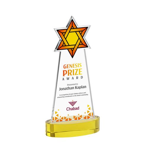 Recognition Awards - Crystal Awards - Star of David VividPrint&trade; Award on Alberton Base - Gold