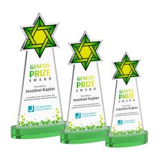Star of David VividPrint Award on Alberton Base - Green - Crystal Awards