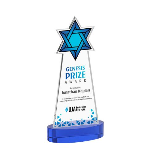 Recognition Awards - Crystal Awards - Star of David VividPrint&trade; Award on Alberton Base - Blue