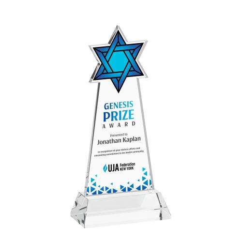 Recognition Awards - Crystal Awards - Star of David VividPrint&trade; Award on Hartford Base - Clear