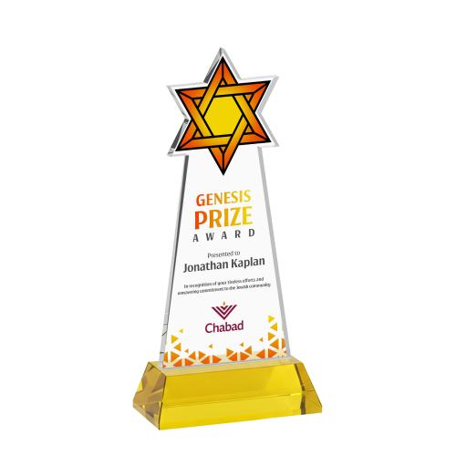 Recognition Awards - Crystal Awards - Star of David VividPrint&trade; Award on Hartford Base - Gold