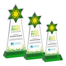 Star of David VividPrint Award on Hartford Base - Green - Crystal Awards