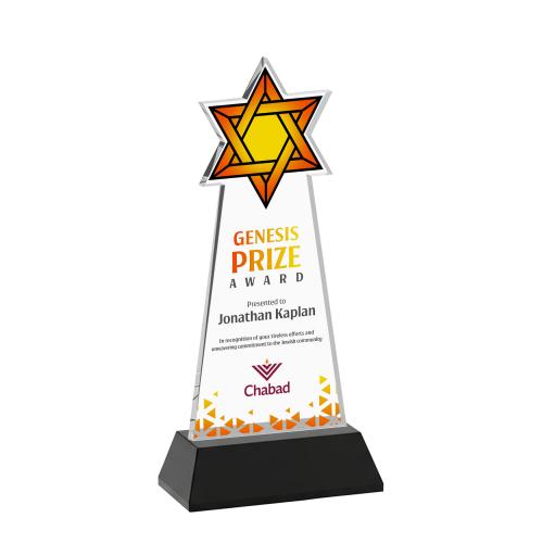 Recognition Awards - Crystal Awards - Star of David VividPrint&trade; Award on Hartford Base  - Black