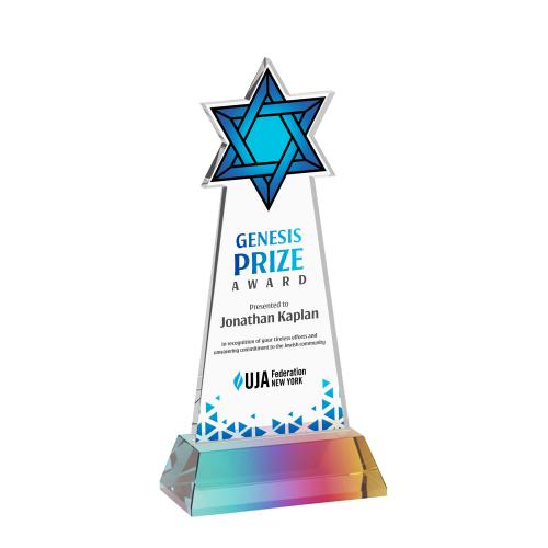 Recognition Awards - Crystal Awards - Star of David VividPrint&trade; Award on Hartford Base - Prismatic