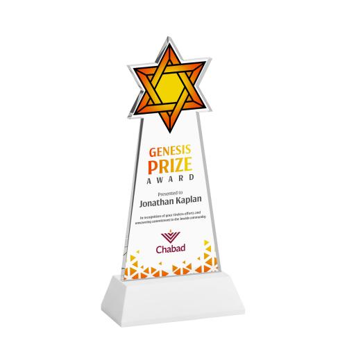 Recognition Awards - Crystal Awards - Star of David VividPrint&trade; Award on Hartford Base - White