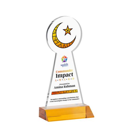 Recognition Awards - Crystal Awards - Crescent & Star VividPrint&trade; Award - Amber