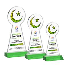 Crescent & Star VividPrint Award - Green - Crystal Awards