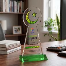 Crescent & Star VividPrint Award - Green - Crystal Awards