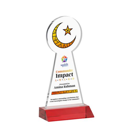 Recognition Awards - Crystal Awards - Crescent & Star VividPrint&trade; Award - Red