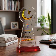 Crescent & Star VividPrint Award - Red - Crystal Awards