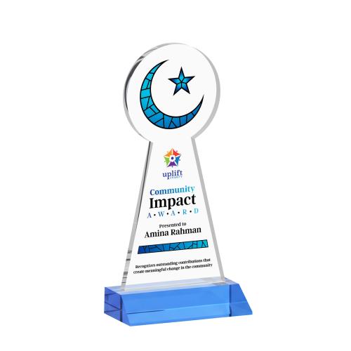 Recognition Awards - Crystal Awards - Crescent & Star VividPrint&trade; Award - Sky Blue