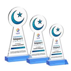 Crescent & Star VividPrint Award - Sky Blue - Crystal Awards