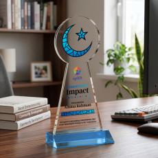 Crescent & Star VividPrint Award - Sky Blue - Crystal Awards