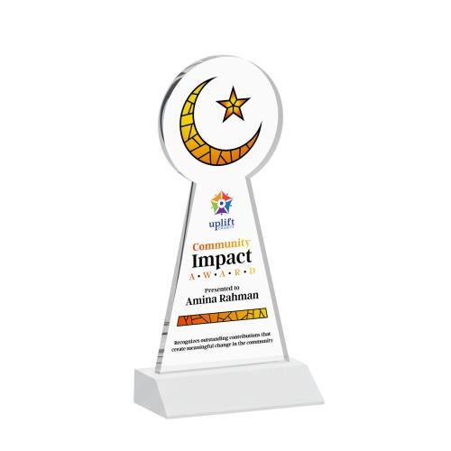 Recognition Awards - Crystal Awards - Crescent & Star VividPrint&trade; Award - White