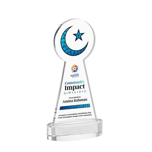 Recognition Awards - Crystal Awards - Crescent & Star VividPrint&trade; Award on Alberton Base - Clear