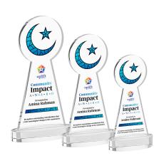 Crescent & Star VividPrint Award on Alberton Base - Clear - Crystal Awards