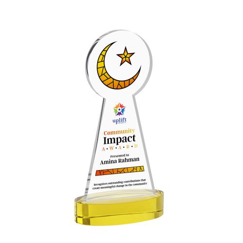 Recognition Awards - Crystal Awards - Crescent & Star VividPrint&trade; Award on Alberton Base - Gold