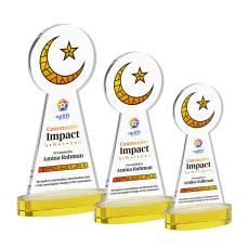 Crescent & Star VividPrint Award on Alberton Base - Gold - Crystal Awards