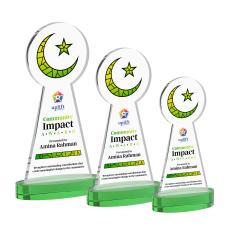 Crescent & Star VividPrint Award on Alberton Base - Green - Crystal Awards