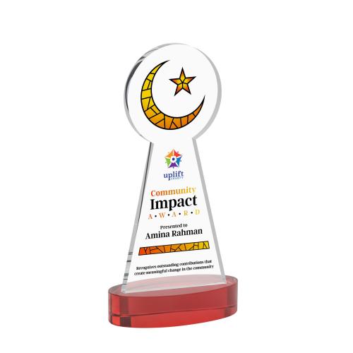 Recognition Awards - Crystal Awards - Crescent & Star VividPrint&trade; Award on Alberton Base - Red