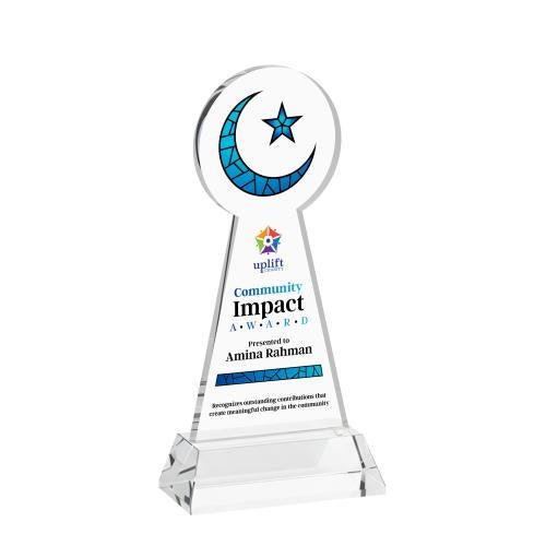 Recognition Awards - Crystal Awards - Crescent & Star VividPrint&trade; Award on Hartford Base - Clear
