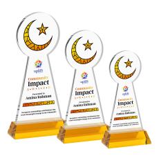Crescent & Star VividPrint Award on Hartford Base - Amber - Between $80 and $150
