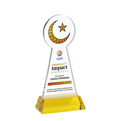 Recognition Awards - Crystal Awards - Crescent & Star VividPrint&trade; Award on Hartford Base - Gold