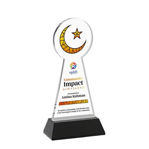 Recognition Awards - Crystal Awards - Crescent & Star VividPrint&trade; Award on Hartford Base - Black
