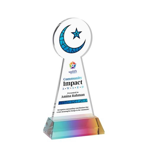 Recognition Awards - Crystal Awards - Crescent & Star VividPrint&trade; Award on Hartford Base - Prismatic