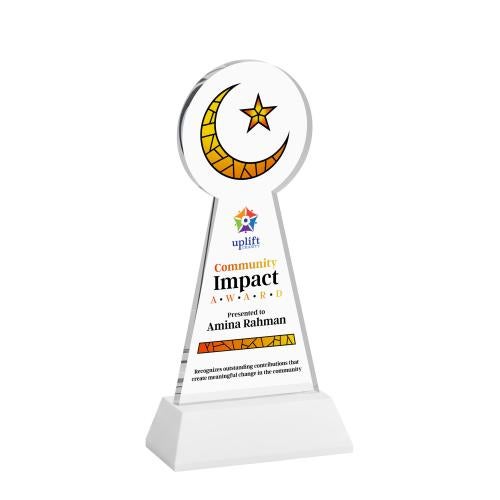 Recognition Awards - Crystal Awards - Crescent & Star VividPrint&trade; Award on Hartford Base - White