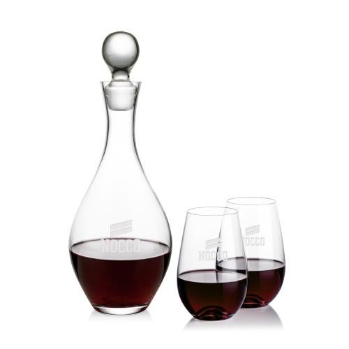 Corporate Gifts - Barware - Decanters - Briarwood Decanter & Boston Stemless Wine Set