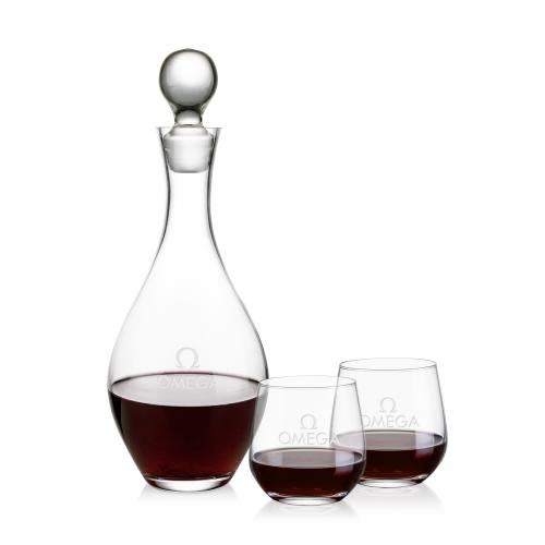 Corporate Gifts - Barware - Decanters - Briarwood Decanter & Garland Stemless Wine Set